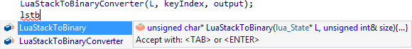 Visual Assist expands the acronyms into symbols valid in the current context