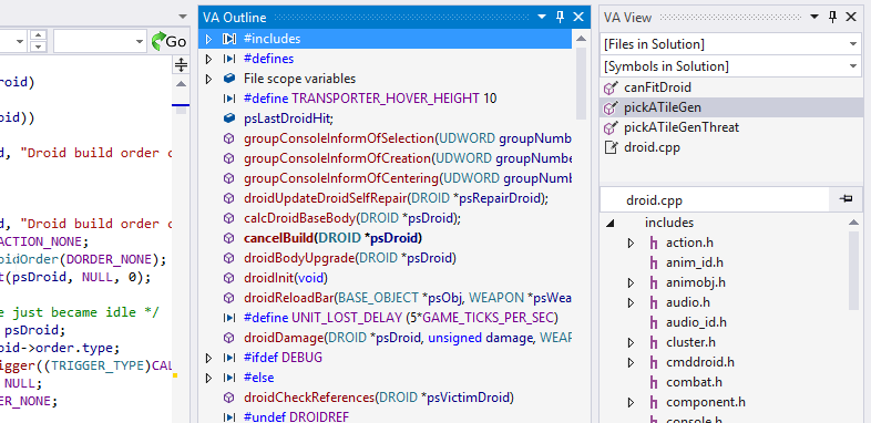 Rely on new tool windows that provide code outlines, lists of recent modifications, and header hierarchies.