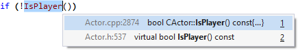 Visual Assist jumping from a function call to its implementation in another file after pressing Alt+G.