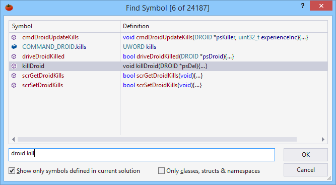 Find Symbol in Solution